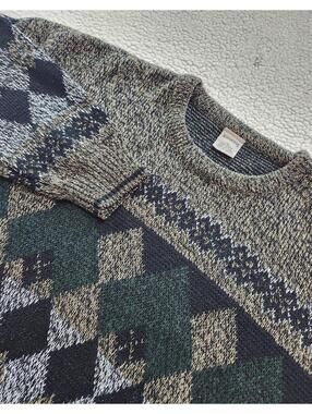 Vintage Windridge Knit Crewneck Sweater Grandpa Men's XL 90's Geometric pattern